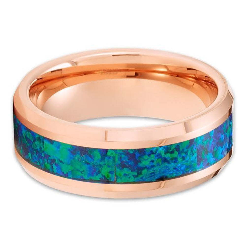 Rose Gold Wedding Ring Opal Wedding Ring Tungsten Carbide Ring Engagement