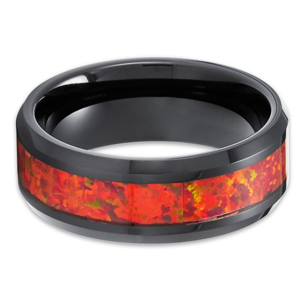 Opla Wedding Ring Black Tungsten Ring Anniversary Ring 8mm Ring