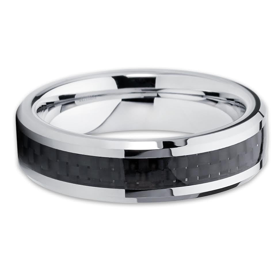 Carbon Fiber Wedding Ring Tungsten Wedding Ring 6mm Wedding Ring